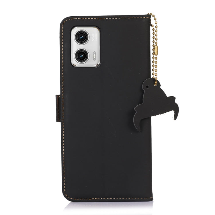 For Motorola Moto G73 5G Genuine Leather Magnetic RFID Leather Phone Case(Black) - Motorola Cases by PMC TechLife | Online Shopping South Africa | PMC TechLife | Buy Now Pay Later Mobicred