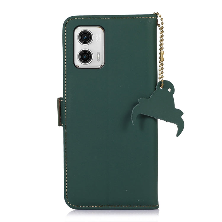 For Motorola Moto G73 5G Genuine Leather Magnetic RFID Leather Phone Case(Green) - Motorola Cases by PMC TechLife | Online Shopping South Africa | PMC TechLife | Buy Now Pay Later Mobicred