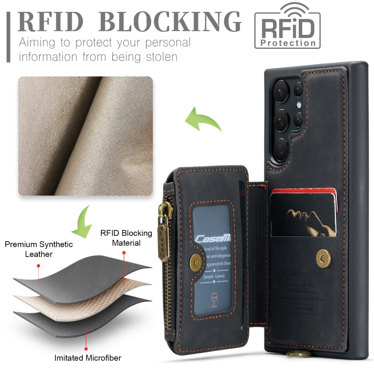 For Samsung Galaxy S23 Ultra 5G CaseMe C20 Multifunctional RFID Leather Phone Case(Black) - Galaxy S23 Ultra 5G Cases by CaseMe | Online Shopping South Africa | PMC Jewellery | Buy Now Pay Later Mobicred