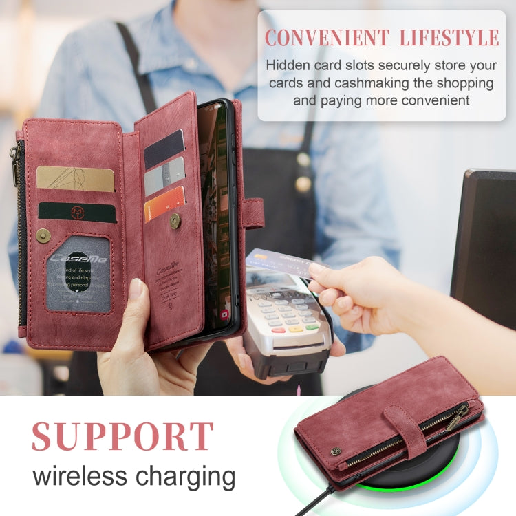 For Samsung Galaxy S23 5G CaseMe C30 Multifunctional Leather Phone Case(Red)