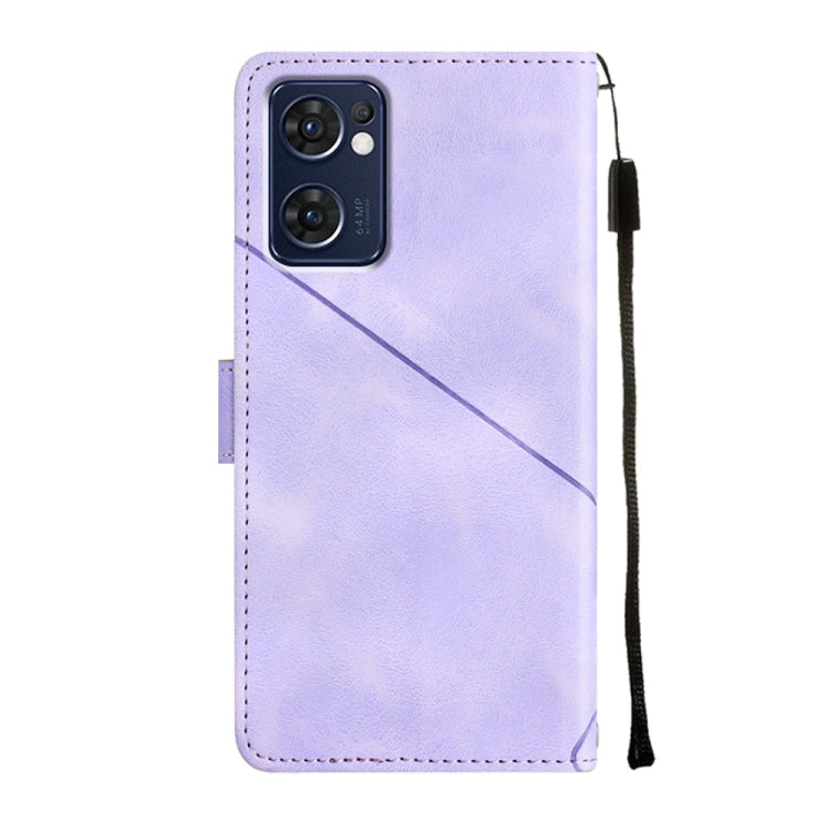 For OPPO Reno7 5G Foreign / Find X5 Lite Skin-feel Embossed Leather Phone Case(Light Purple) - OPPO Cases by PMC TechLife | Online Shopping South Africa | PMC TechLife | Buy Now Pay Later Mobicred