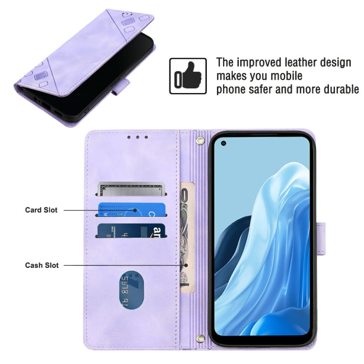 For OPPO Reno7 5G Foreign / Find X5 Lite Skin-feel Embossed Leather Phone Case(Light Purple) - OPPO Cases by PMC TechLife | Online Shopping South Africa | PMC TechLife | Buy Now Pay Later Mobicred