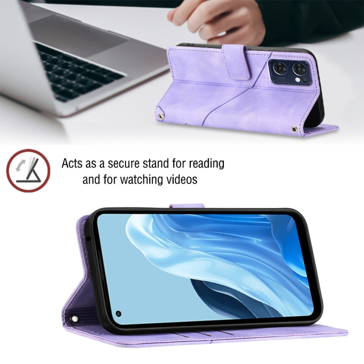 For OPPO Reno7 5G Foreign / Find X5 Lite Skin-feel Embossed Leather Phone Case(Light Purple) - OPPO Cases by PMC TechLife | Online Shopping South Africa | PMC TechLife | Buy Now Pay Later Mobicred