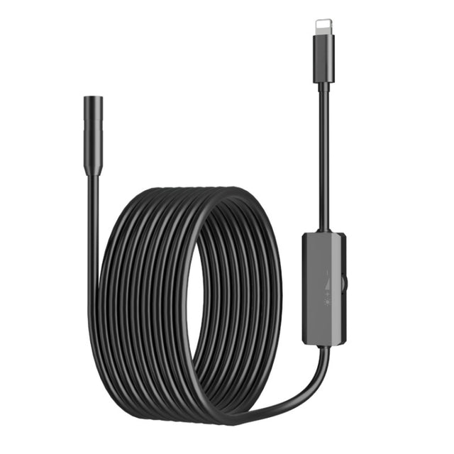 AN112 IP68 8LEDS 8mm Industrial Videoscope for iPhone 8 Pin, Length:5m Flexible Line