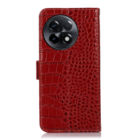 For OnePlus Ace 2 5G Crocodile Top Layer Cowhide Leather Phone Case(Red)