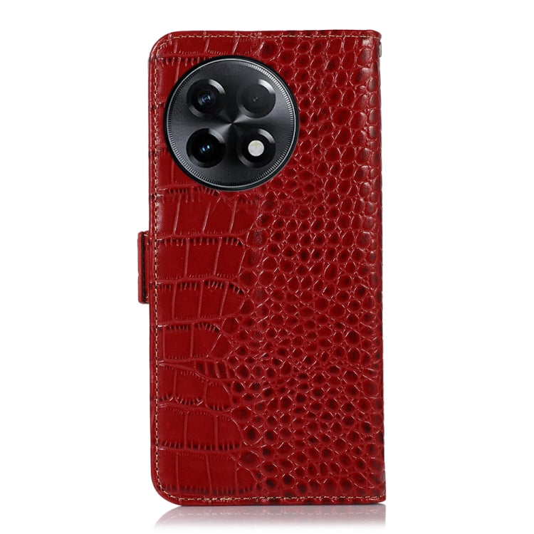 For OnePlus Ace 2 5G Crocodile Top Layer Cowhide Leather Phone Case(Red)