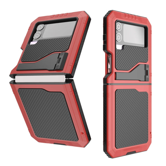 For Samsung Galaxy Z Flip4 RedPepper 360 Full Body Rugged Metal Life Water-resistant Phone Case (Red)