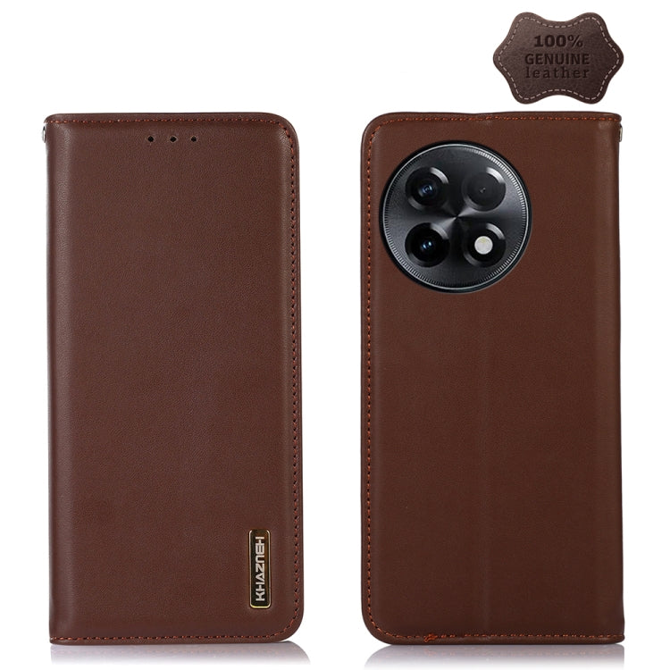 For OnePlus Ace 2 5G KHAZNEH Nappa Top Layer Cowhide Leather Phone Case(Brown) - OnePlus Cases by PMC TechLife | Online Shopping South Africa | PMC TechLife | Buy Now Pay Later Mobicred