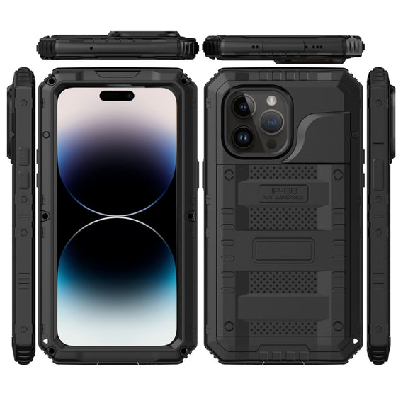 For iPhone 14 Pro RedPepper Wolf 360 Full Body Rugged Life Water-resistant Phone Case(Black)