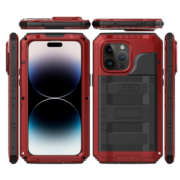 For iPhone 14 Pro Max RedPepper Wolf 360 Full Body Rugged Life Water-resistant Phone Case(Red)