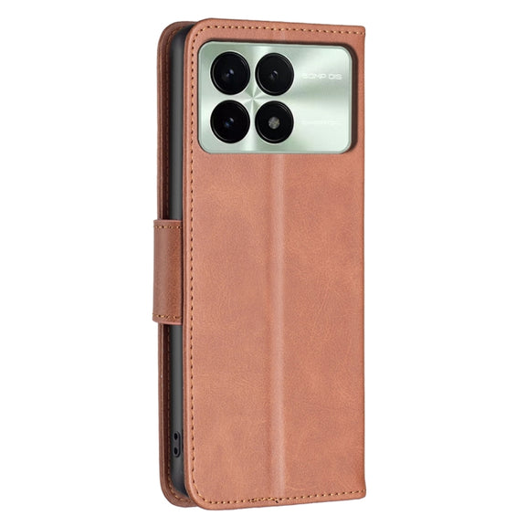 For Xiaomi Redmi K70 / K70 Pro Lambskin Texture Pure Color Flip Leather Phone Case(Brown)