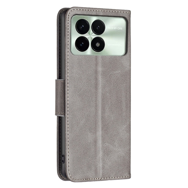 For Xiaomi Redmi K70 / K70 Pro Lambskin Texture Pure Color Flip Leather Phone Case(Grey)