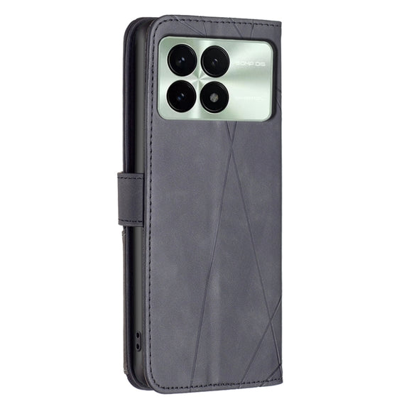For Xiaomi Redmi K70 / K70 Pro Magnetic Buckle Rhombus Texture Leather Phone Case(Black)