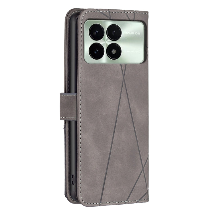For Xiaomi Redmi K70 / K70 Pro Magnetic Buckle Rhombus Texture Leather Phone Case(Grey) - Xiaomi Cases by PMC Jewellery | Online Shopping South Africa | PMC Jewellery | Buy Now Pay Later Mobicred