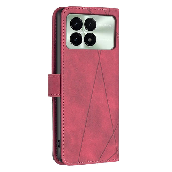 For Xiaomi Redmi K70 / K70 Pro Magnetic Buckle Rhombus Texture Leather Phone Case(Red)