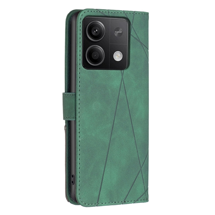 For Xiaomi Redmi Note 13 4G Global Magnetic Buckle Rhombus Texture Leather Phone Case(Green)