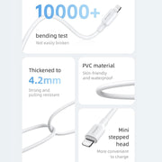 USAMS US-SJ612 U84 PD20W USB-C / Type-C to 8 Pin Charging Data Cable, Cable Length:3m(White)