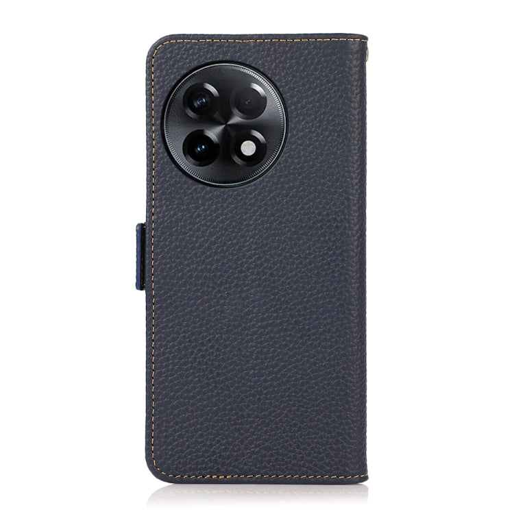 For OnePlus Ace 2 5G KHAZNEH Side-Magnetic Litchi Genuine Leather RFID Phone Case(Blue) - OnePlus Cases by PMC TechLife | Online Shopping South Africa | PMC TechLife | Buy Now Pay Later Mobicred
