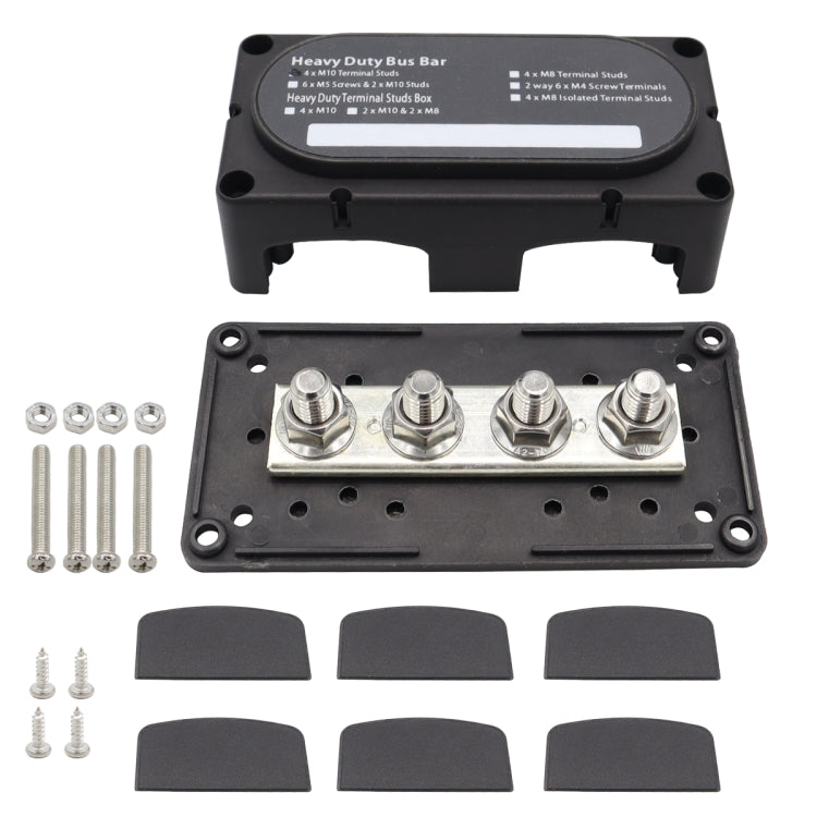 CP-3088-01 300A 48V 4-way M10 Terminal Busbar(Black) - Booster Cable & Clip by PMC TechLife | Online Shopping South Africa | PMC TechLife | Buy Now Pay Later Mobicred
