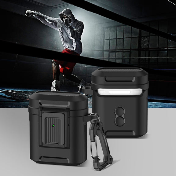 For AirPods 1 / 2 Earphone TPU + PC Protective Case(Black)