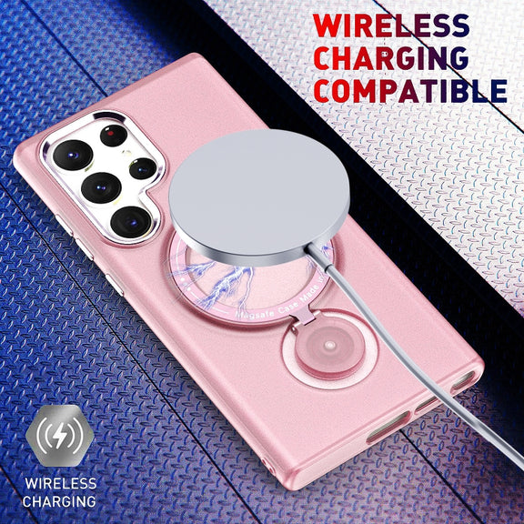 For Samsung Galaxy S23 Ultra 5G 360 Degree Rotation Holder MagSafe Magnetic Phone Case(Black)