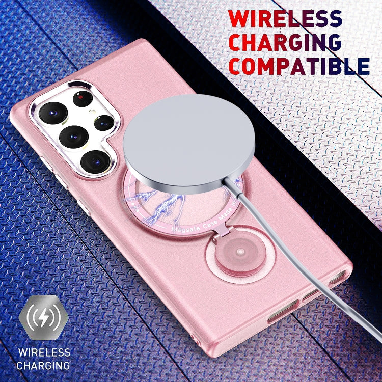 For Samsung Galaxy S23 Ultra 5G 360 Degree Rotation Holder MagSafe Magnetic Phone Case(Black)