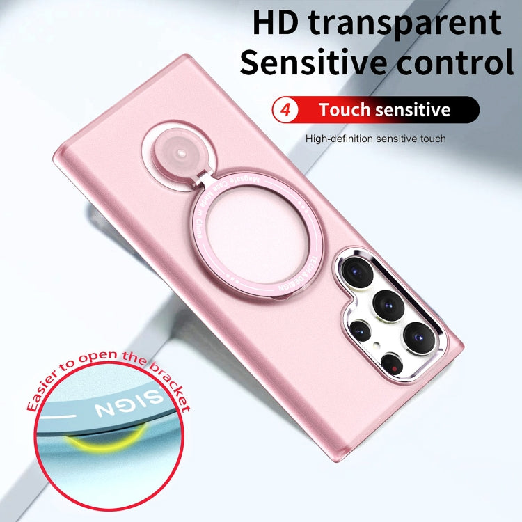 For Samsung Galaxy S23 Ultra 5G 360 Degree Rotation Holder MagSafe Magnetic Phone Case(Pink) - Galaxy S23 Ultra 5G Cases by PMC TechLife | Online Shopping South Africa | PMC TechLife
