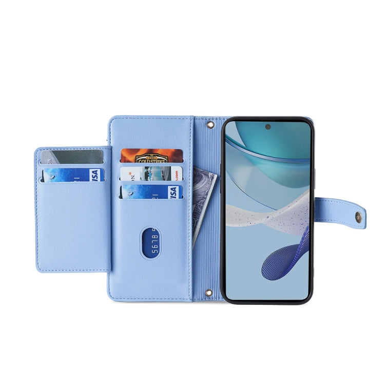 For Motorola Moto G53 5G/G13 4G/G23 4G Sheep Texture Cross-body Zipper Wallet Leather Phone Case(Blue)