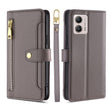 For Motorola Moto G53 5G/G13 4G/G23 4G Sheep Texture Cross-body Zipper Wallet Leather Phone Case(Grey) - Motorola Cases by PMC TechLife | Online Shopping South Africa | PMC TechLife | Buy Now Pay Later Mobicred