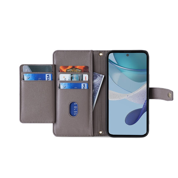 For Motorola Moto G53 5G/G13 4G/G23 4G Sheep Texture Cross-body Zipper Wallet Leather Phone Case(Grey)
