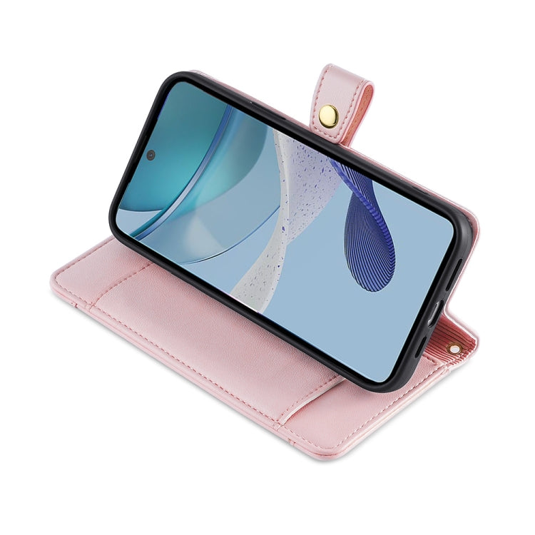 For Motorola Moto G53 5G/G13 4G/G23 4G Sheep Texture Cross-body Zipper Wallet Leather Phone Case(Pink)