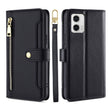 For Motorola Moto G73 5G Sheep Texture Cross-body Zipper Wallet Leather Phone Case(Black) - Motorola Cases by PMC TechLife | Online Shopping South Africa | PMC TechLife | Buy Now Pay Later Mobicred