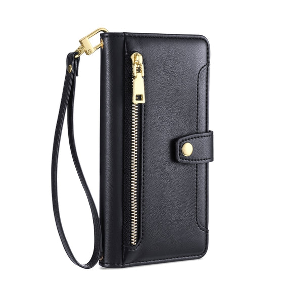 For Motorola Moto G73 5G Sheep Texture Cross-body Zipper Wallet Leather Phone Case(Black)