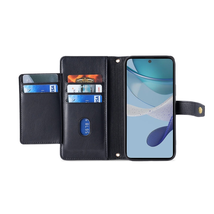 For Motorola Moto G73 5G Sheep Texture Cross-body Zipper Wallet Leather Phone Case(Black)
