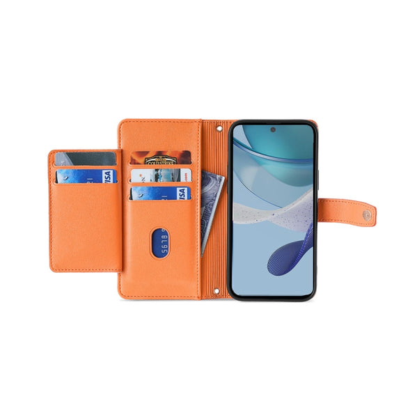 For Motorola Moto G73 5G Sheep Texture Cross-body Zipper Wallet Leather Phone Case(Orange)