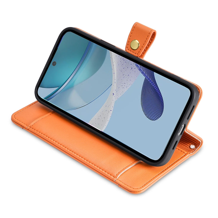 For Motorola Moto G73 5G Sheep Texture Cross-body Zipper Wallet Leather Phone Case(Orange)