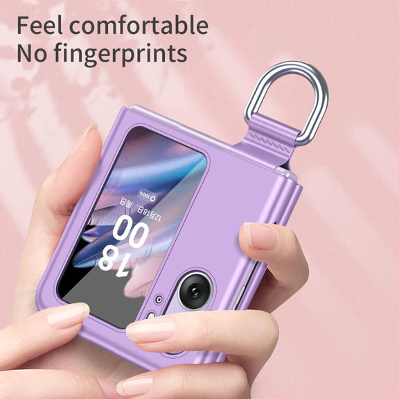For OPPO Find N2 Flip Skin Feel Ultra-thin Ring Buckle Shockproof Phone Case(Rose Gold)