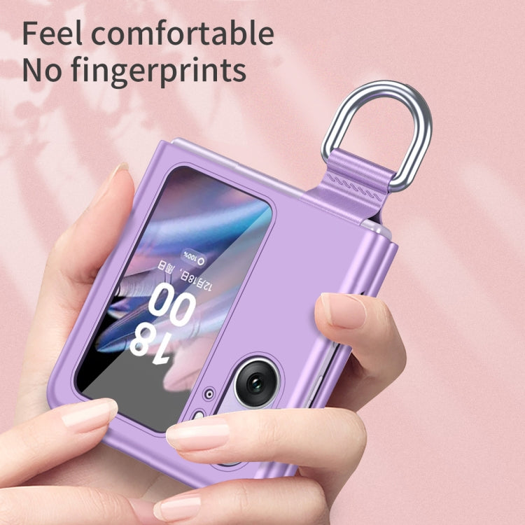 For OPPO Find N2 Flip Skin Feel Ultra-thin Ring Buckle Shockproof Phone Case(Rose Gold)