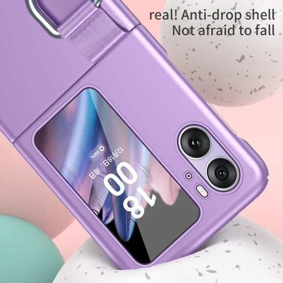 For OPPO Find N2 Flip Skin Feel Ultra-thin Ring Buckle Shockproof Phone Case(Rose Gold)