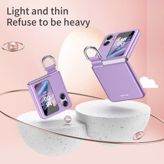 For OPPO Find N2 Flip Skin Feel Ultra-thin Ring Buckle Shockproof Phone Case(Rose Gold)