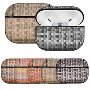 For AirPods Pro 2 PC Woven Leather Skin Earphone Case(Light Yellow)