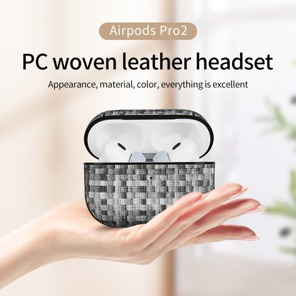 For AirPods Pro 2 PC Woven Leather Skin Earphone Case(Colorful)