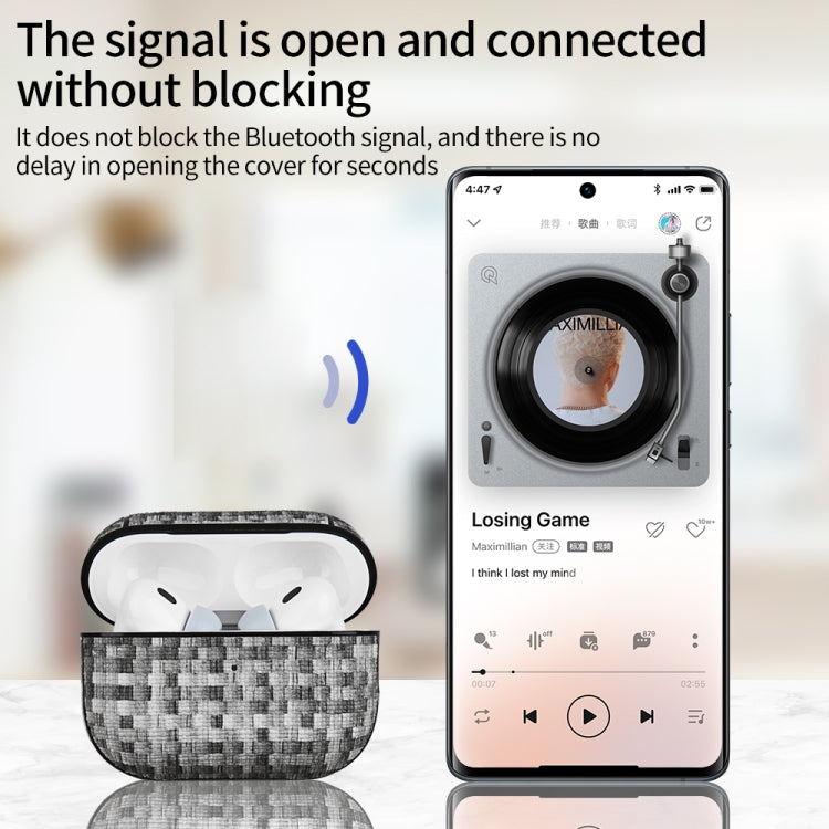 For AirPods Pro 2 PC Woven Leather Skin Earphone Case(Pink) - For AirPods Pro 2 by PMC Jewellery | Online Shopping South Africa | PMC Jewellery | Buy Now Pay Later Mobicred