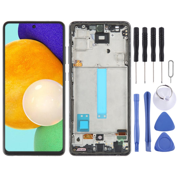 6.33 inch OLED LCD Screen for Samsung Galaxy A52 5G SM-A526 Digitizer Full Assembly with Frame(Black)