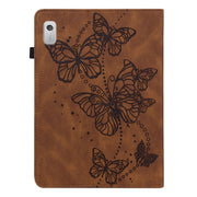 For Lenovo Tab M9 Embossed Butterfly Pattern Leather Tablet Case(Brown)