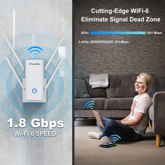 Wavlink AERIAL D4X AX1800Mbps Dual Frequency WiFi Signal Amplifier WiFi6 Extender(UK Plug)