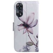 For OPPO Reno8 T 4G Coloured Drawing Flip Leather Phone Case(Magnolia)
