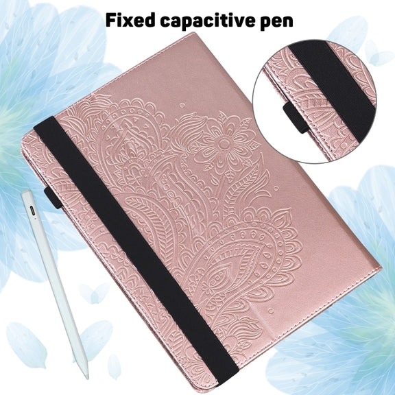 For Lenovo Tab M8 4th Gen TB-300FU Peacock Embossed Pattern Leather Tablet Case(Rose Gold)