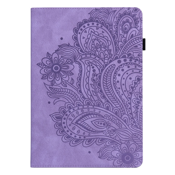 For Lenovo Tab M8 4th Gen TB-300FU Peacock Embossed Pattern Leather Tablet Case(Purple)