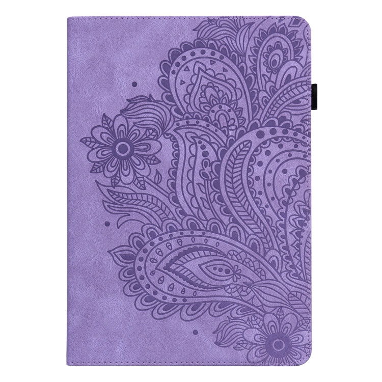 For Lenovo Tab M8 4th Gen TB-300FU Peacock Embossed Pattern Leather Tablet Case(Purple)